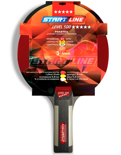 Start line Ракетка для н/тенниса Level 500 New (прямая) 67653 - фото 126409