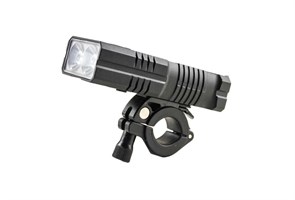 Фонарь передний 300lm, 2светодиода, 6реж., Li-Poly. аккум, USB, PC+ABS алюминий, черный 4828